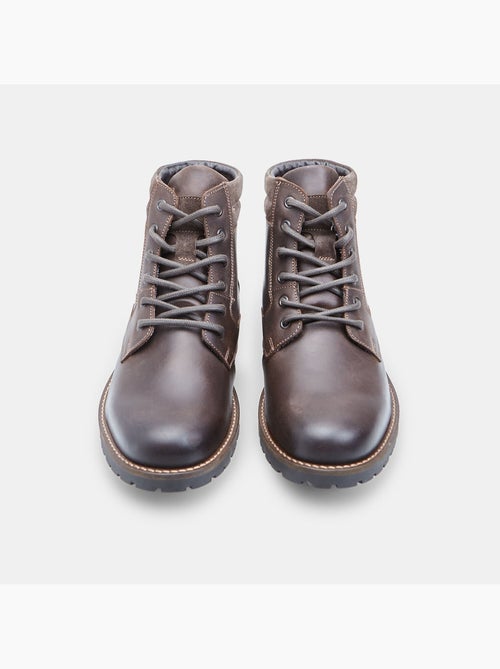 Bottine à lacets en cuir - Kiabi