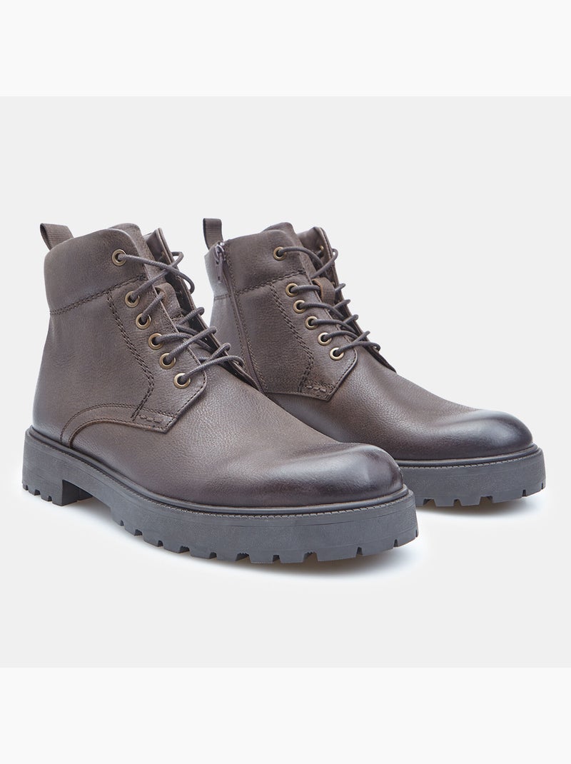 Bottine à lacets en cuir pour homme Bata Marron - Kiabi