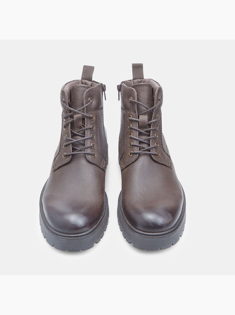 Bottine à lacets en cuir pour homme Bata Marron - Kiabi