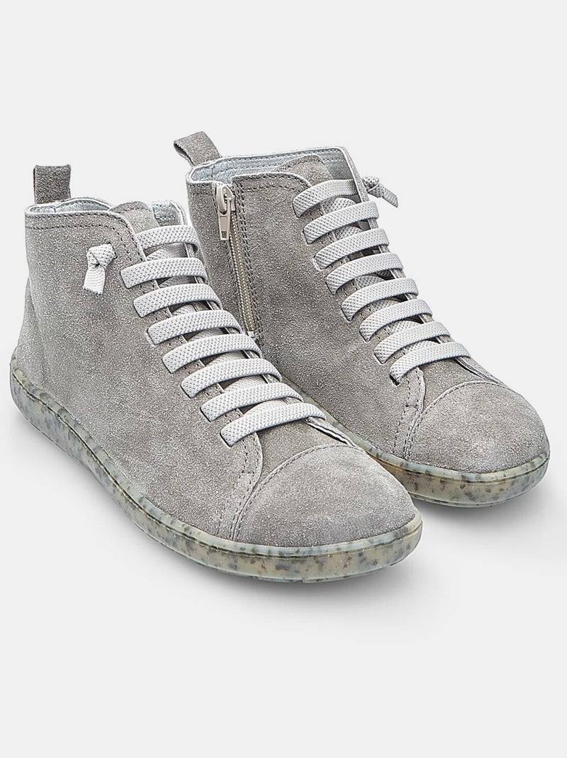 Bottine à lacets en daim Bata Gris - Kiabi