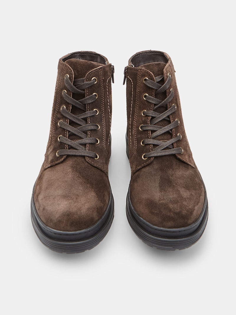 Bottine à lacets en daim Bata Marron - Kiabi