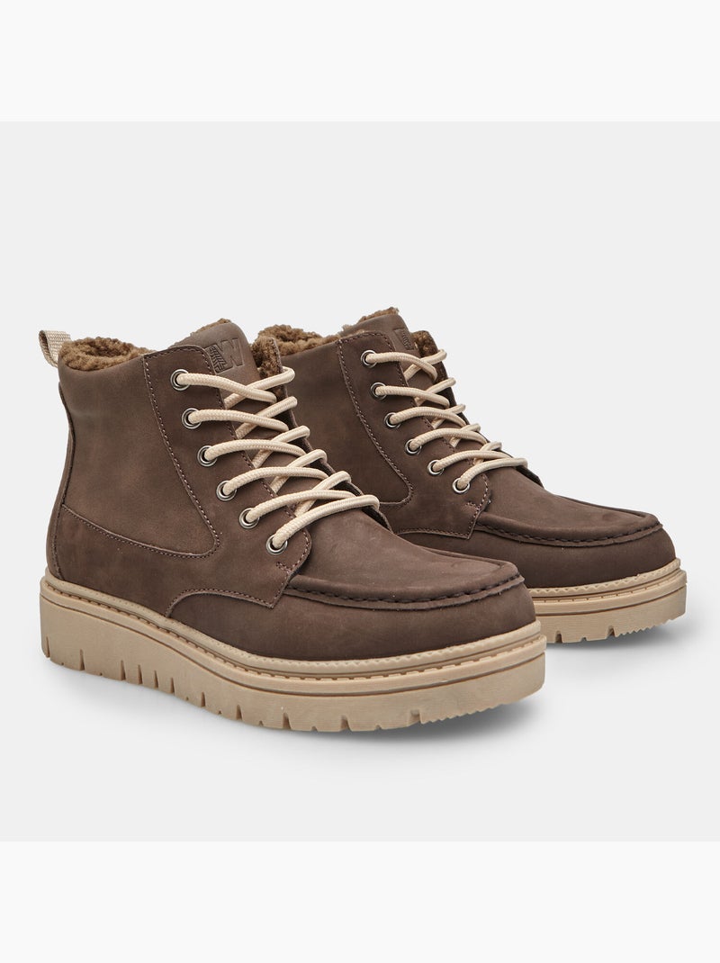 Bottine à lacets en daim Weinbrenner Marron - Kiabi