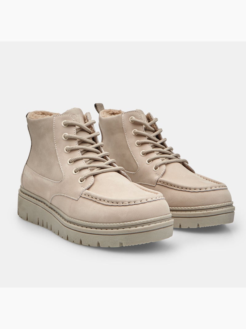 Bottine à lacets en daim Weinbrenner Taupe - Kiabi