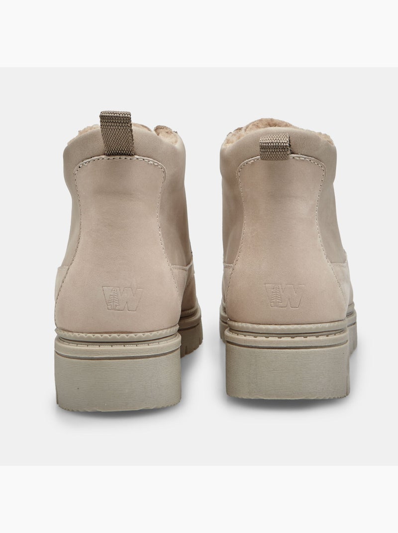 Bottine à lacets en daim Weinbrenner Taupe - Kiabi