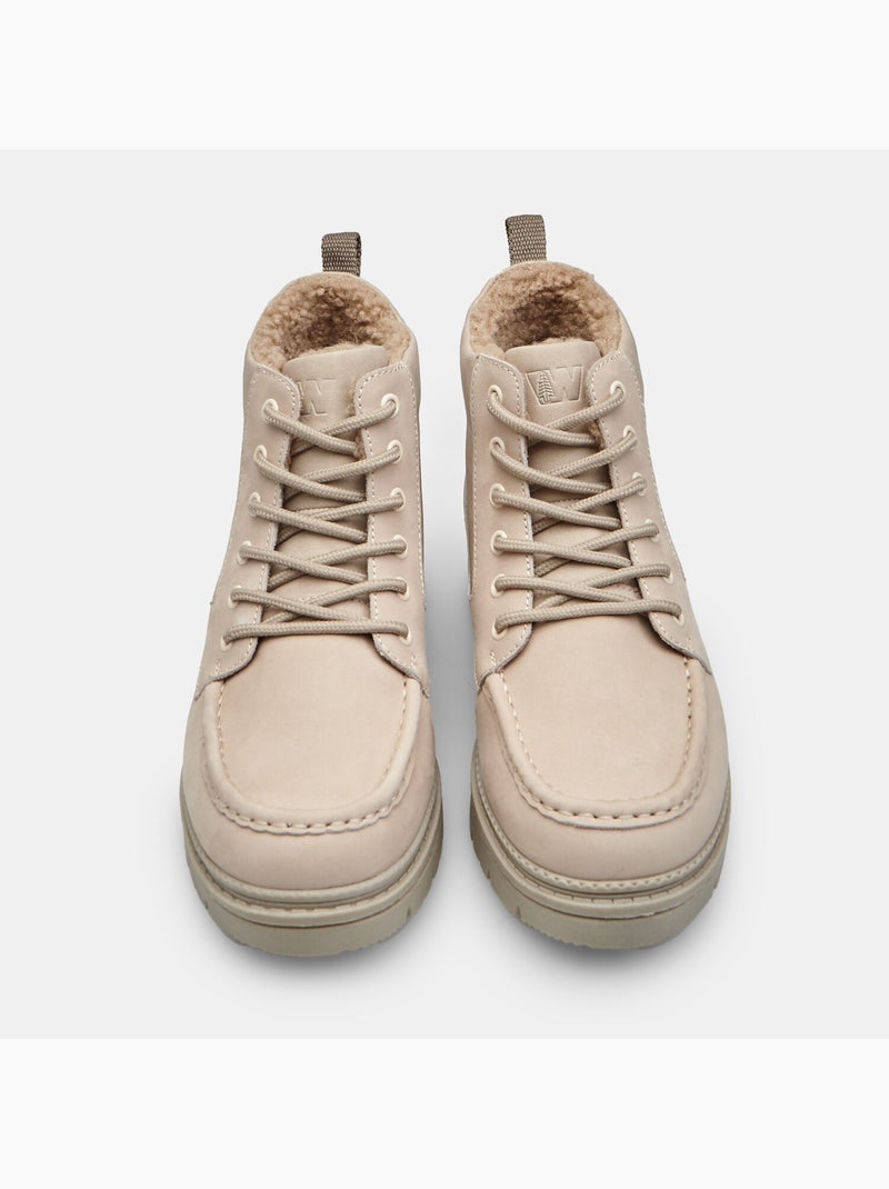 Bottine à lacets en daim Weinbrenner Taupe - Kiabi