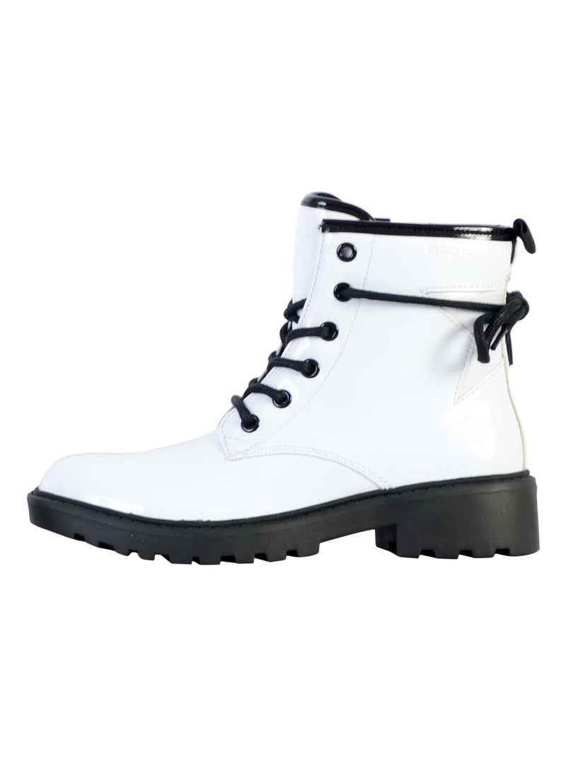 Bottine à Lacets Enfant Geox Casey Blanc Noir - Kiabi