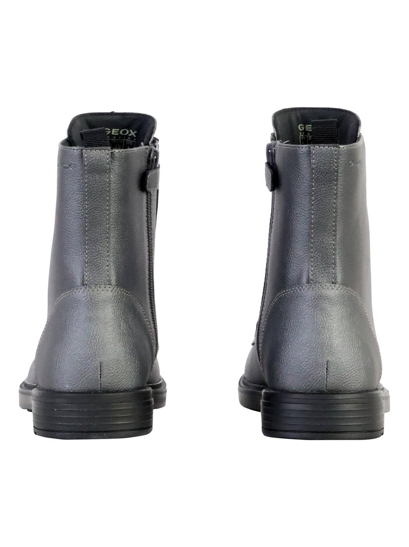Bottine à Lacets Geox Junior Eclair Synt.Lea Noir - Kiabi