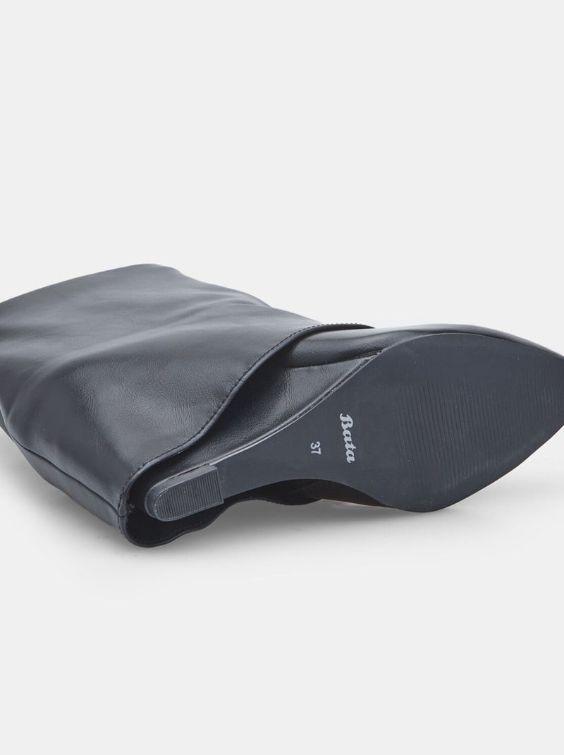 Bottine à revers avec plateforme et bout Bata Noir - Kiabi