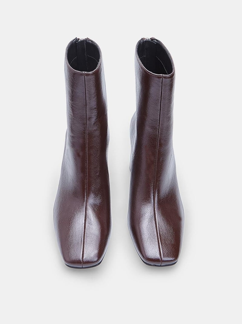 Bottine  à talon avec fermeture éclair Bata Marron - Kiabi