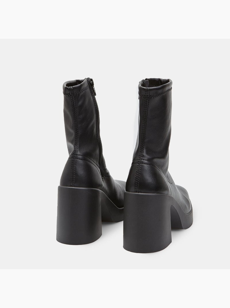 Bottine à talon bloc Noir - Kiabi