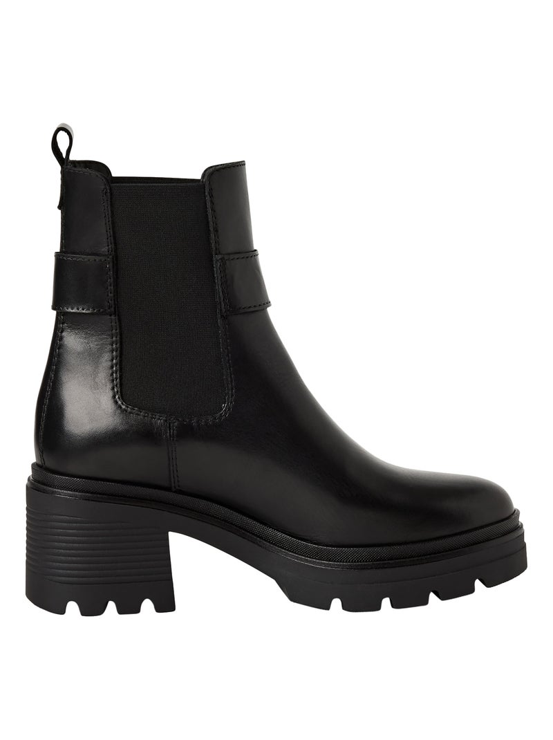 Bottine à Talon Chelsea Cuir Tamaris Noir - Kiabi