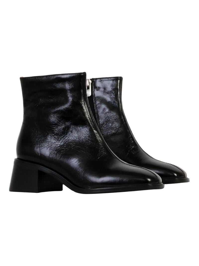 Bottine à Talon Cuir Emilie Karston Paris Noir - Kiabi