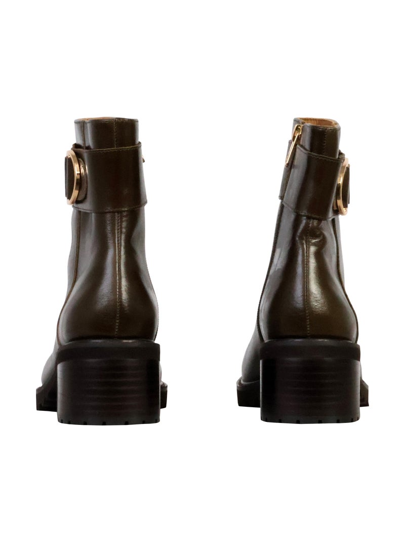 Bottine à Talon Cuir Emilie Karston Quinn Kaki - Kiabi