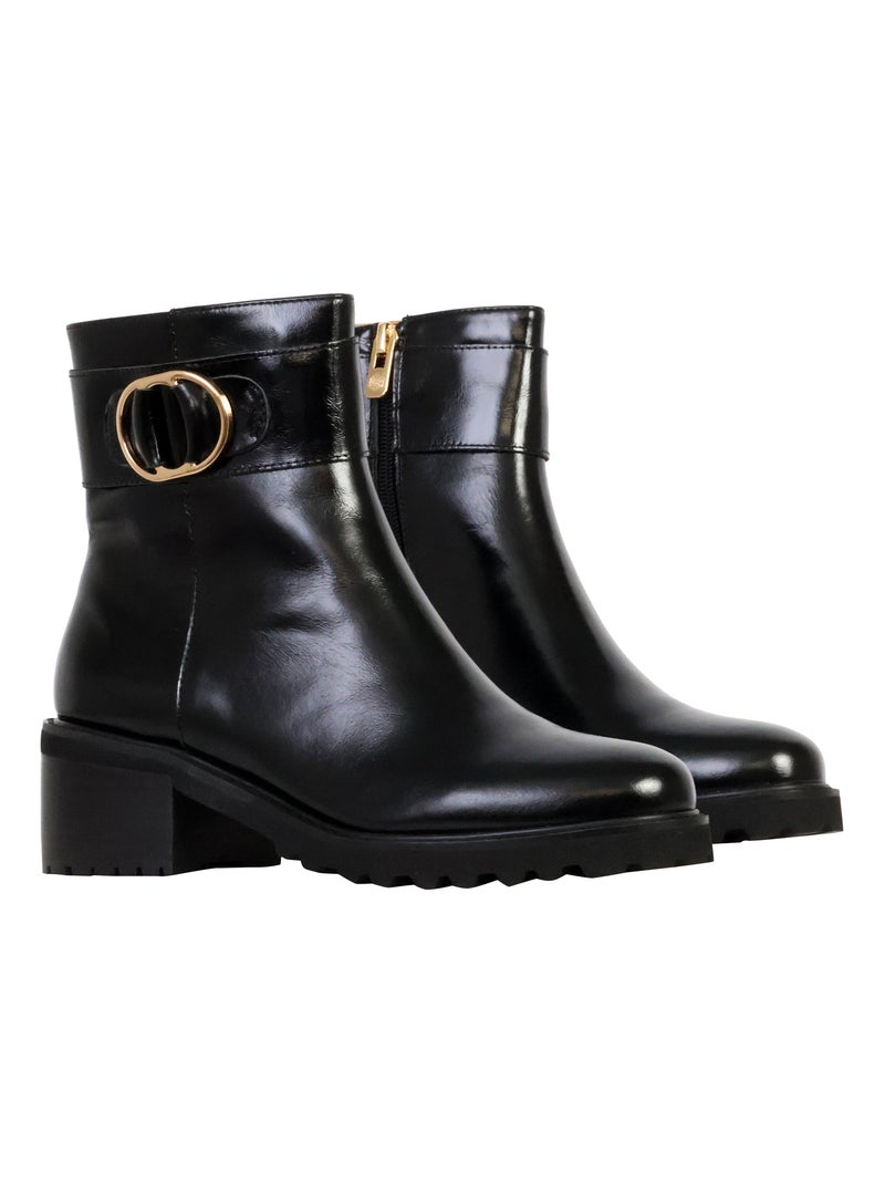 Bottine à Talon Cuir Emilie Karston Quinn Noir - Kiabi