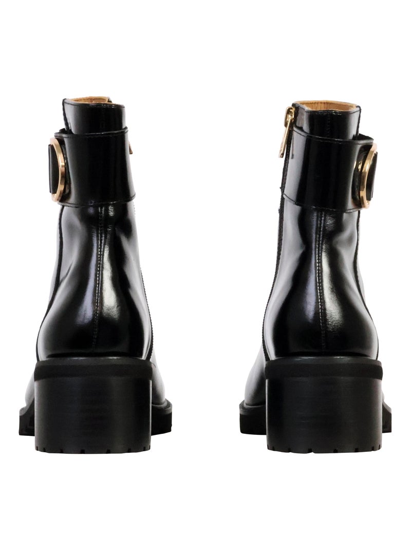 Bottine à Talon Cuir Emilie Karston Quinn Noir - Kiabi