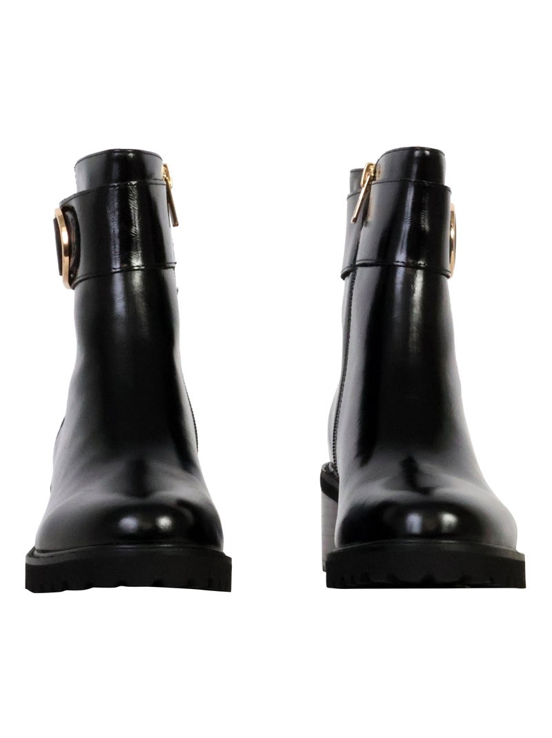 Bottine à Talon Cuir Emilie Karston Quinn Noir - Kiabi