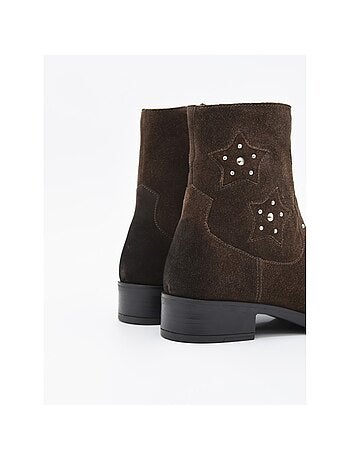 BOTTINE À TALON CUIR NATUREL BRUN
