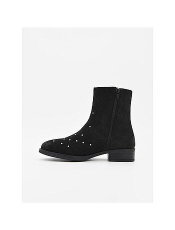 BOTTINE À TALON CUIR NATUREL NOIR