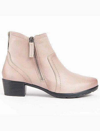 Bottine à Talon Cuir Naturel Purapiel