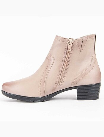 Bottine à Talon Cuir Naturel Purapiel