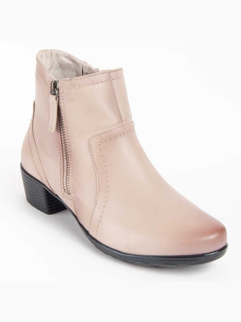 Bottine à Talon Cuir Naturel Purapiel Blanc - Kiabi