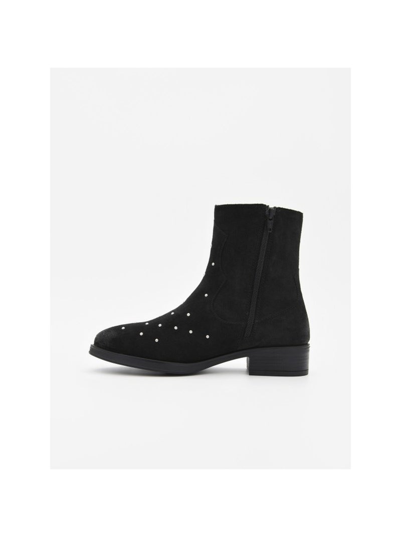 Bottine à Talon Cuir Naturel Purapiel Noir - Kiabi