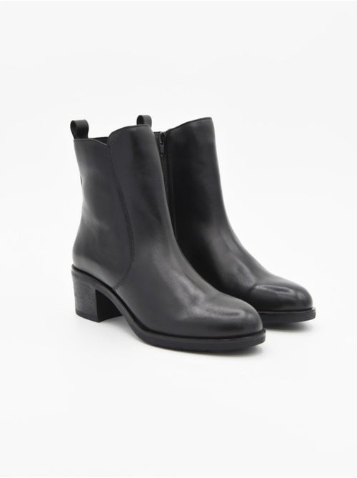 Bottine à Talon Cuir Naturel Purapiel - Kiabi