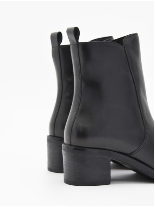 Bottine à Talon Cuir Naturel Purapiel - Kiabi