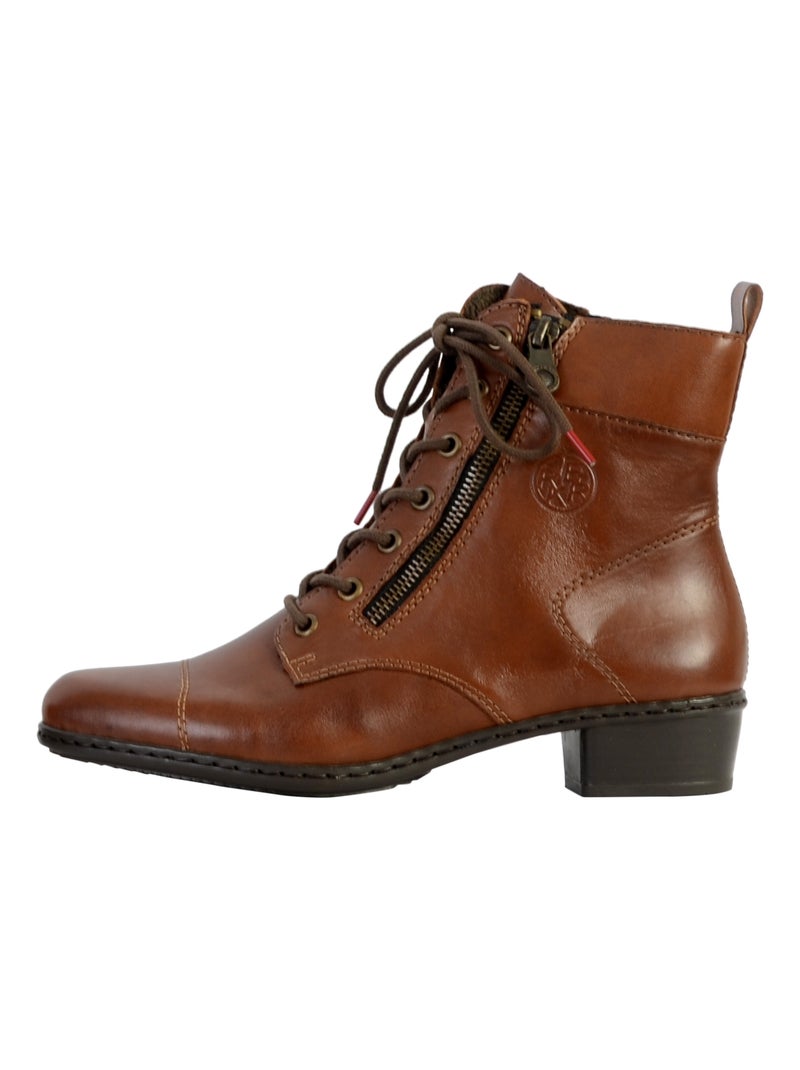 Bottine à Talon Cuir Rieker Marron - Kiabi