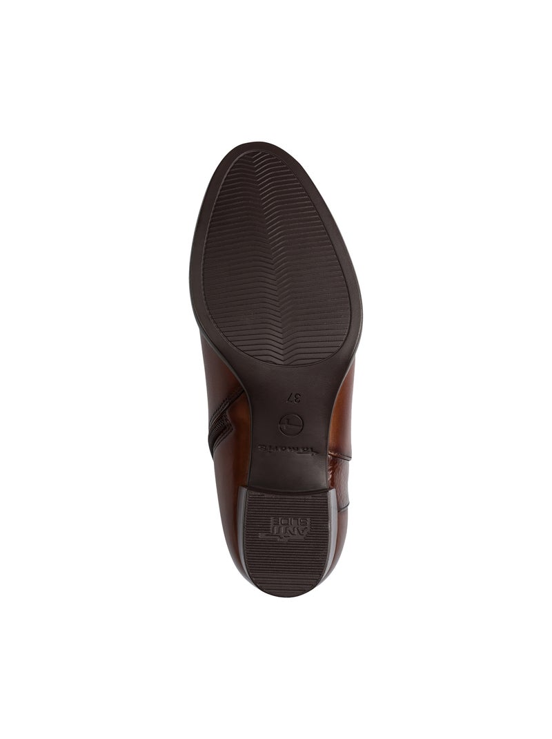 Bottine à Talon Cuir Tamaris Bordeaux - Kiabi