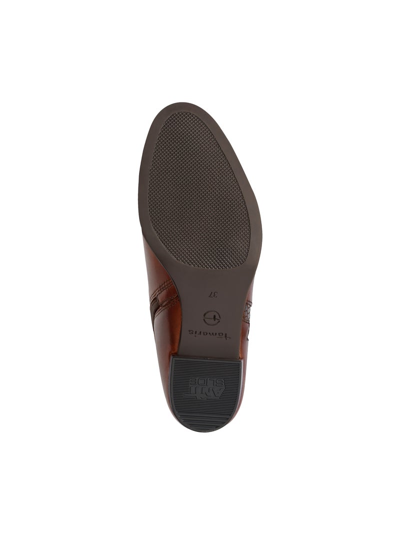 Bottine à Talon Cuir Tamaris Bordeaux - Kiabi
