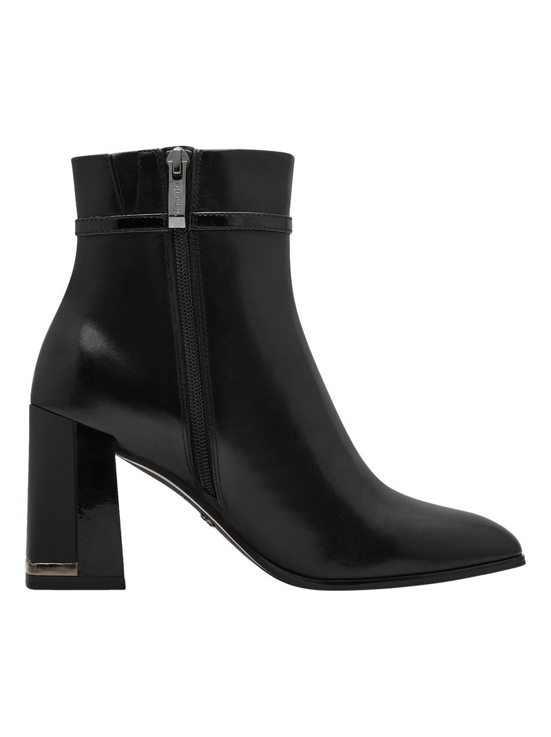 Bottine à Talon Cuir Tamaris Noir - Kiabi