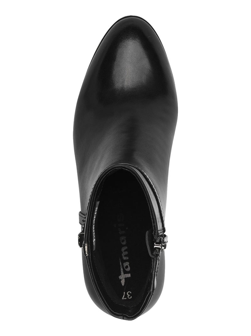 Bottine à Talon Cuir Tamaris Noir - Kiabi