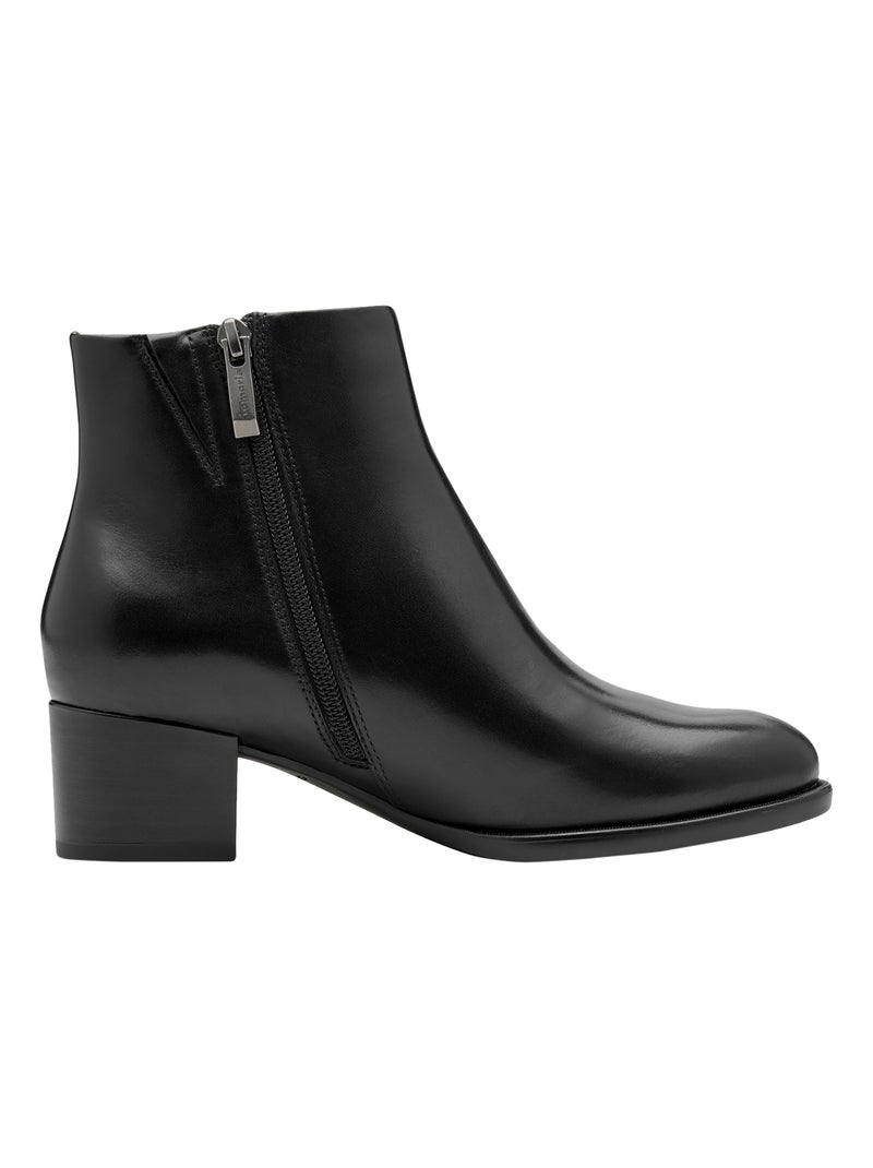 Bottine à Talon Cuir Tamaris Noir - Kiabi