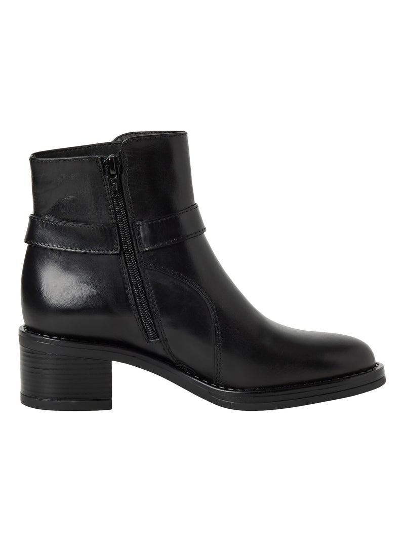 Bottine à Talon Cuir Tamaris Noir - Kiabi