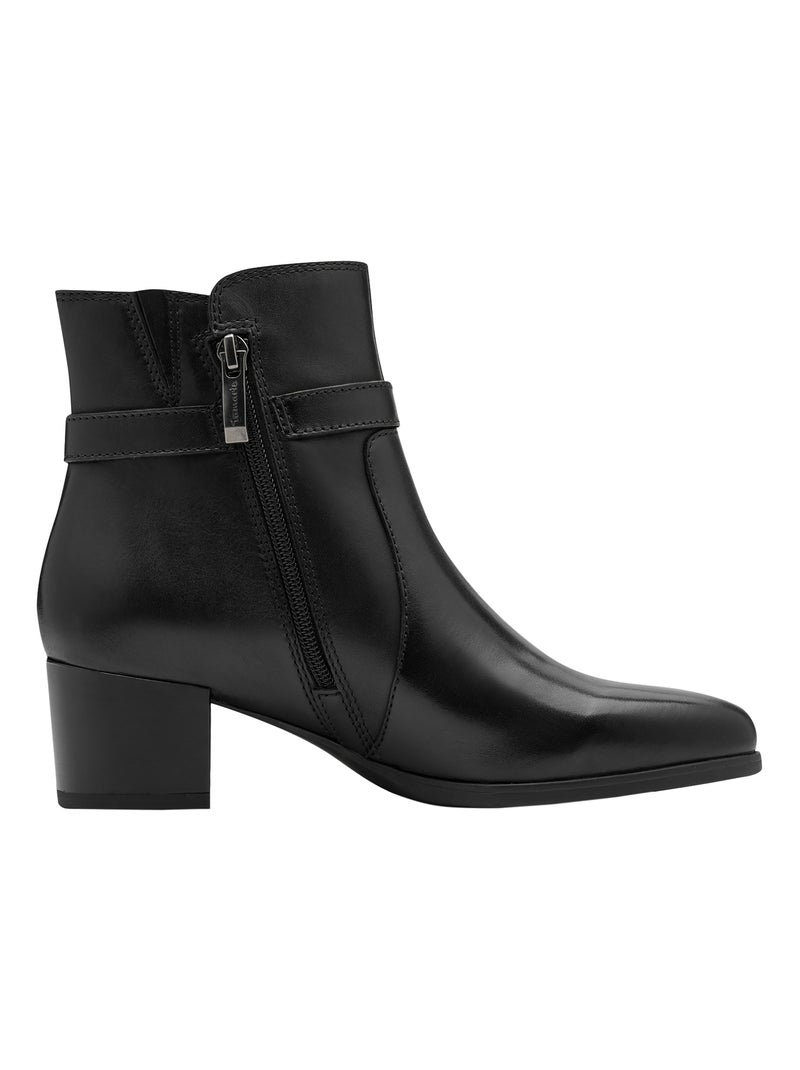Bottine A Talon Cuir Tamaris Noir - Kiabi