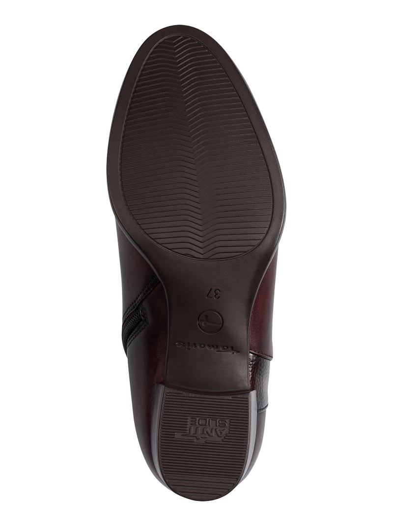 Bottine à Talon Cuir Tamaris Rouge - Kiabi