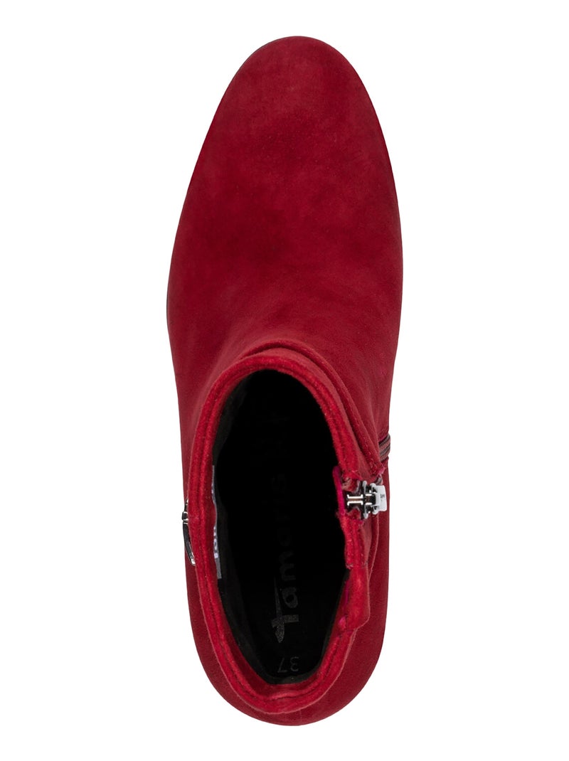 Bottine à Talon Cuir Tamaris Rouge - Kiabi