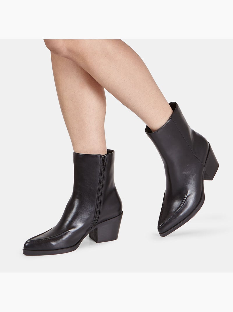 Bottine à talon et bout pointu Bata Noir - Kiabi