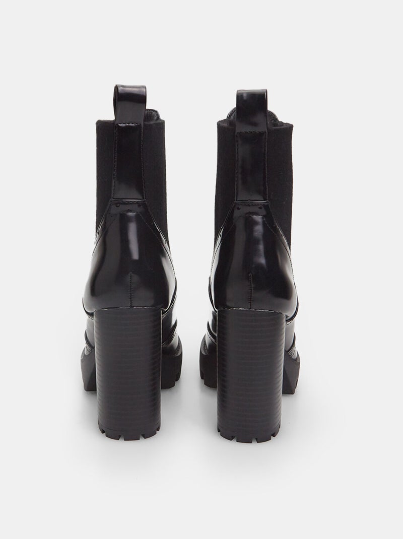 Bottine à talon haut et semelle track BATA Noir - Kiabi