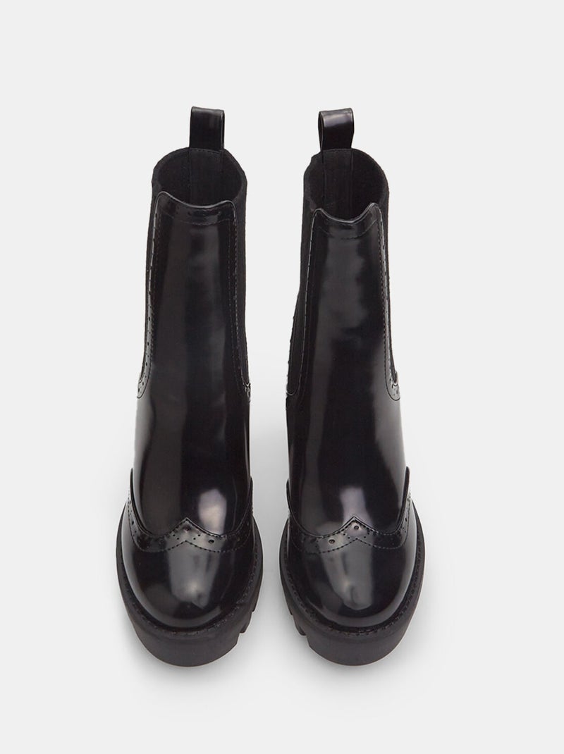 Bottine à talon haut et semelle track BATA Noir - Kiabi