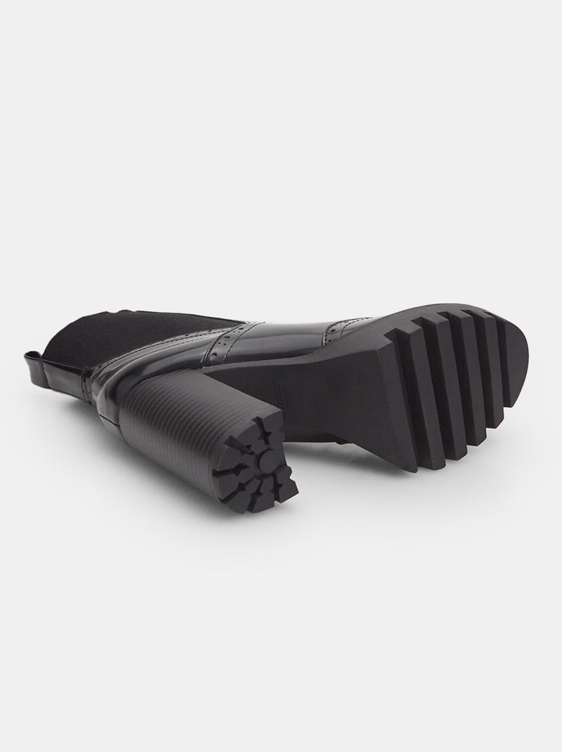 Bottine à talon haut et semelle track BATA Noir - Kiabi