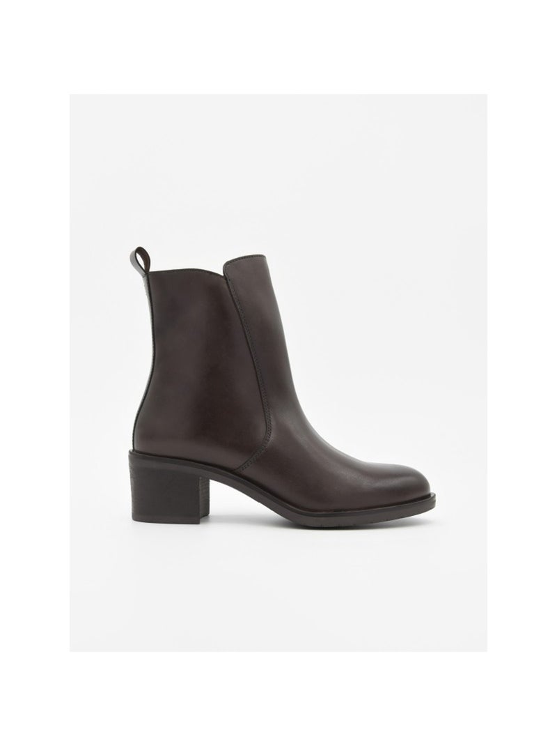 Bottine à Talon Matériau Synthétique Purapiel Marron - Kiabi