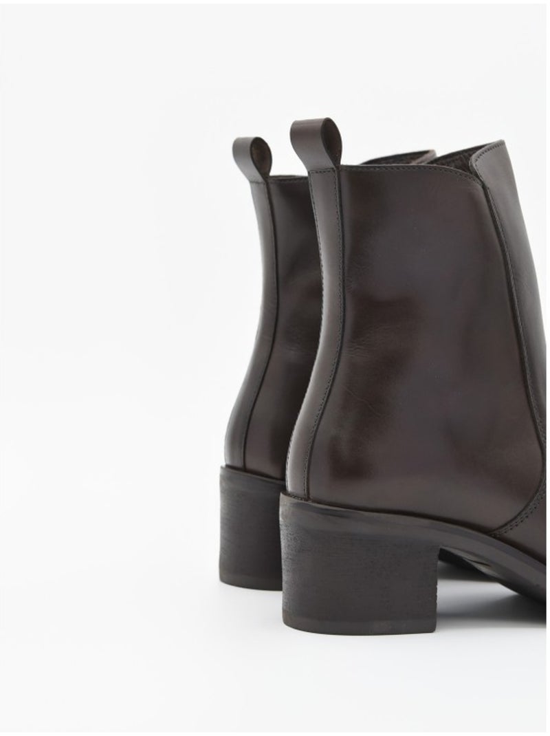 Bottine à Talon Matériau Synthétique Purapiel Marron - Kiabi