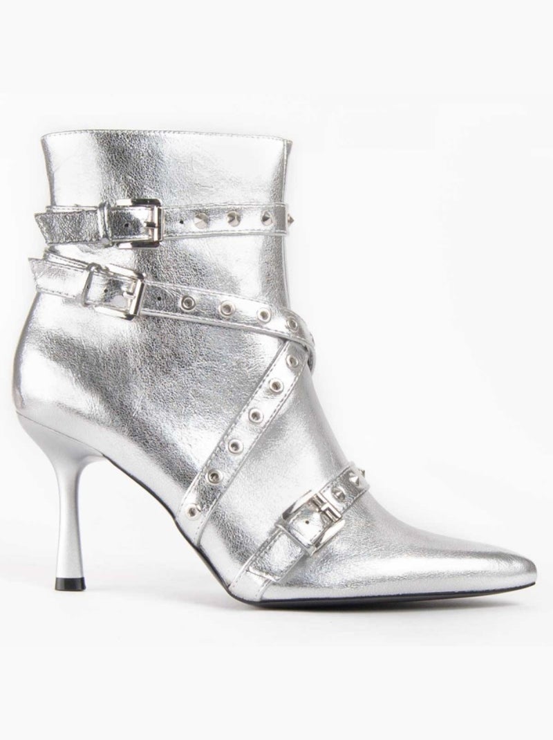 Bottine à talon matériel synthétique montevita Argent - Kiabi