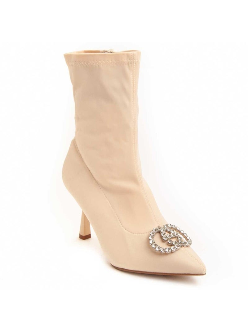 Bottine à Talon Matériel Synthétique Montevita Beige - Kiabi