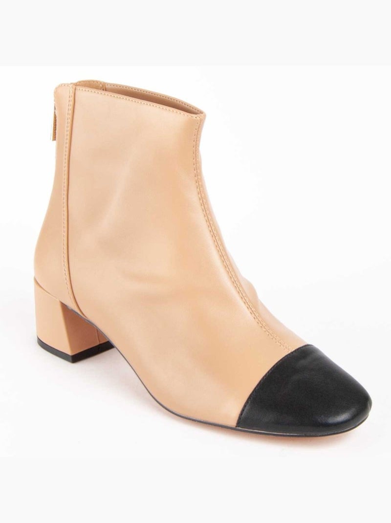 Bottine à Talon Matériel Synthétique Montevita Beige - Kiabi