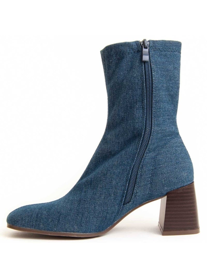 Bottine à Talon Matériel Synthétique Montevita Bleu - Kiabi