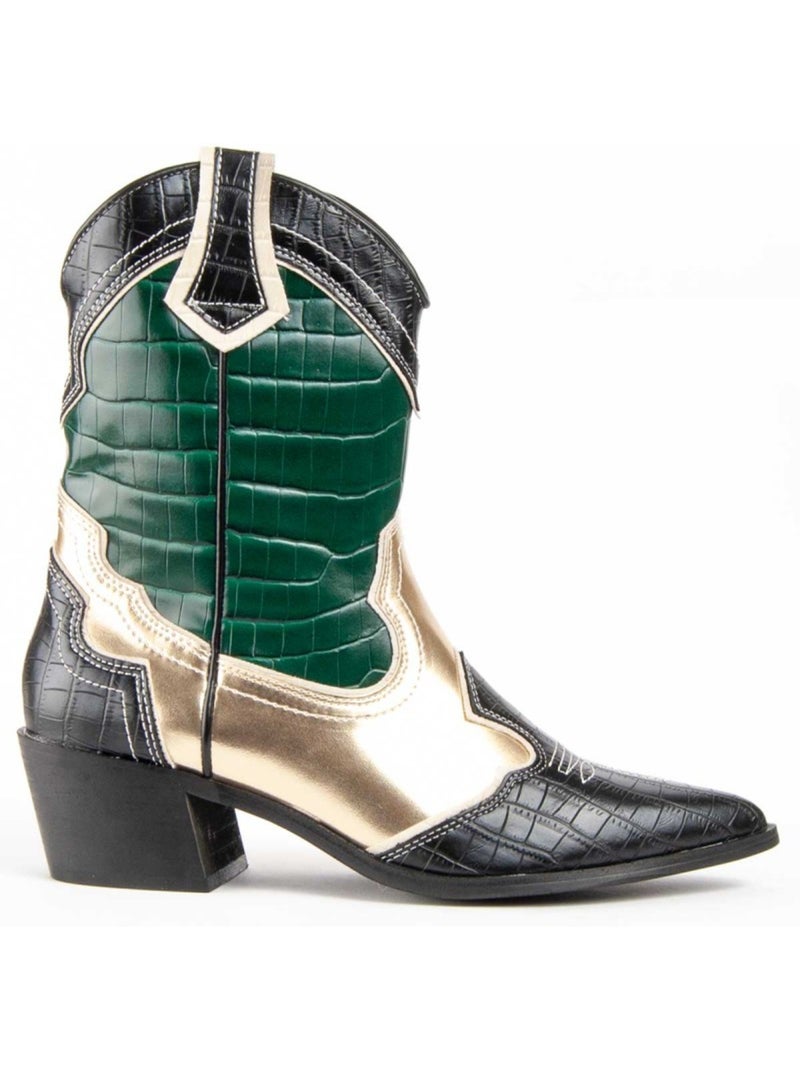 Bottine à Talon Matériel Synthétique Montevita Vert - Kiabi