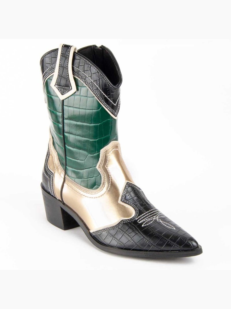 Bottine à Talon Matériel Synthétique Montevita Vert - Kiabi